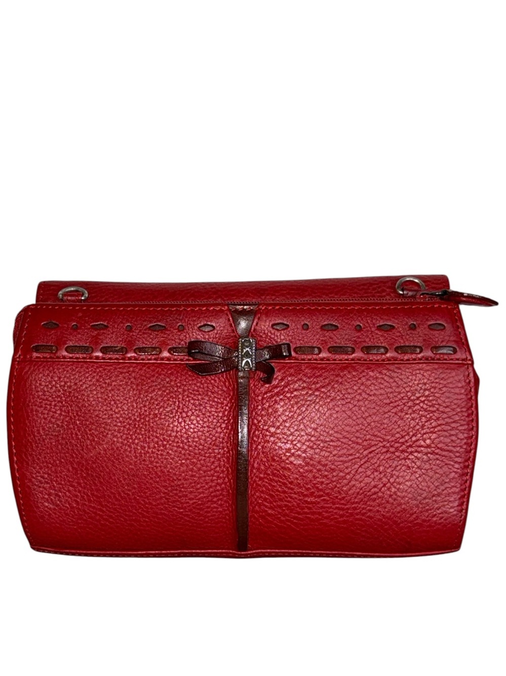 Brighton Vintage Red Pebbled Leather Phone/Wallet/X-body Bag